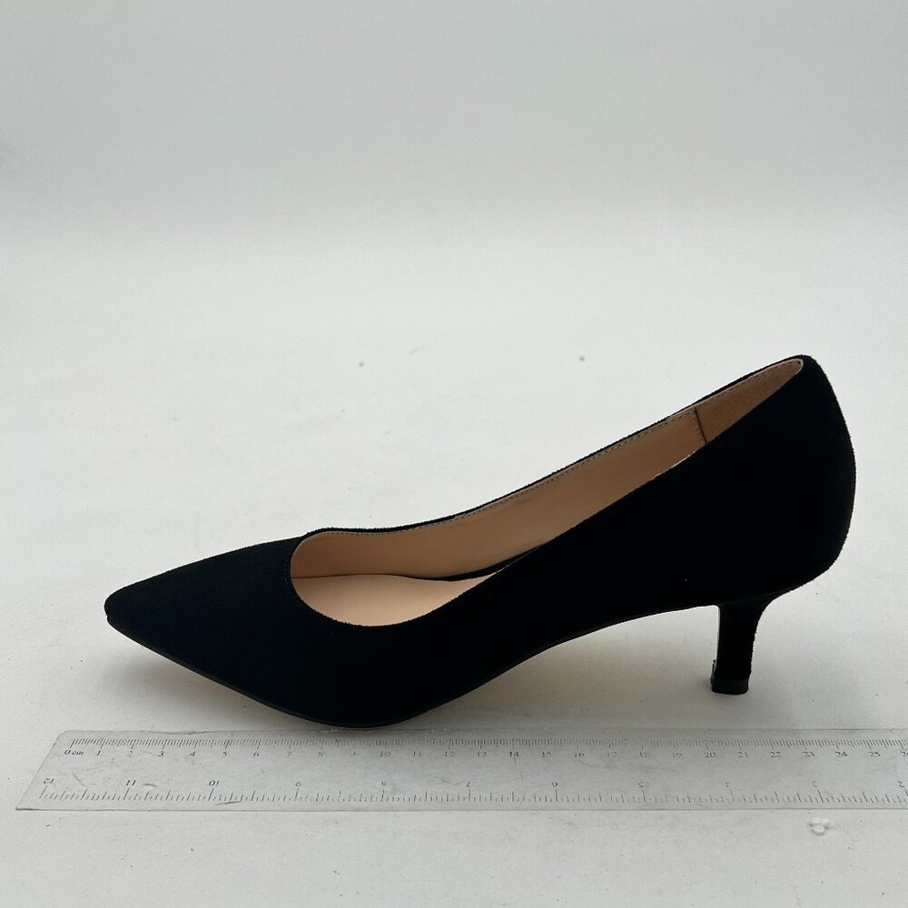 YDN Black Suede Kitten Heel Pumps Pointed Toe Dress Shoes for Office Lady
